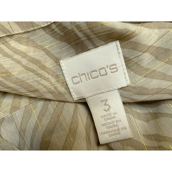 Chico's Semi Sheer Effortless Danise Shirt Blouse Top Brushstroke Animal Print 3 - Picture 5 of 6